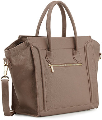 Neiman Marcus Sawyer Pebbled Seamed Tote Bag, Taupe