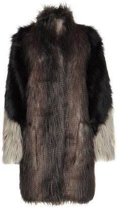 Lanvin Tri-tone faux fur coat