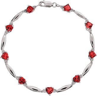 Brilliant I.D.E.A.S. Inc. Gemminded Sterling Silver Lab-Created Ruby and Diamond Accent Heart Bracelet
