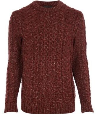 River Island Rust cable knit crew jumper