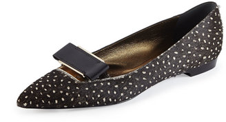 Lanvin Spotted Calf Hair Bow-Buckle Flat