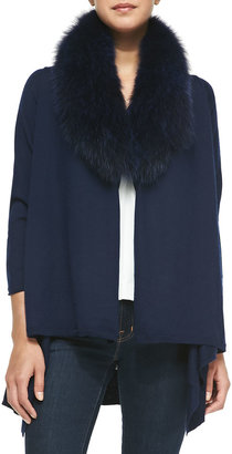 Alice + Olivia Cashmere-Blend Izzy Open-Front Cardigan, Navy