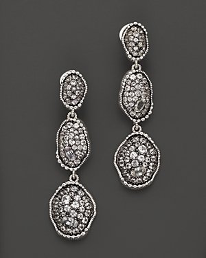 Judith Ripka Sterling Silver Mercury Organic Triple Drop Earrings With White Sapphires