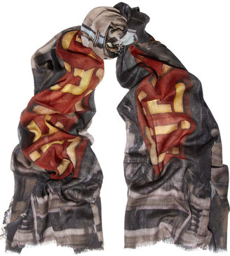 Lily & Lionel Paris printed wool, silk and cashmere-blend scarf