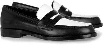 Saint Laurent Two-tone leather penny loafers