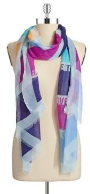 BCBGeneration Striped Text Graphic Scarf