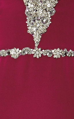 Marchesa V-Neck Silk Crepe Caftan Gown