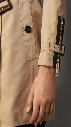Burberry Zip Detail Gabardine Trench Coat