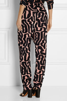 Issa Ivy printed satin-jersey tapered pants