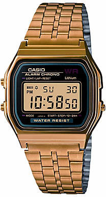 Casio A159WGEA-1EF Unisex Core Classic Digital Chronograph Stainless Steel Bracelet Strap Watch, Gold