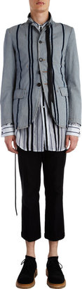Ann Demeulemeester Flocked Velvet Striped Denim Sportcoat