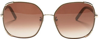 Chloé Leather Frame Trim Sunglasses