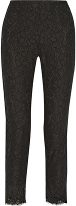 Dolce & Gabbana Cropped lace and stretch-silk slim-leg pants