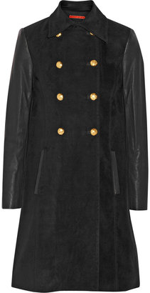 Alice + Olivia Leather-sleeved faux suede coat