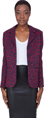 Christopher Kane Red Wool Leopard Blazer