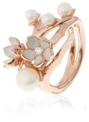 Shaun Leane Cherry Blossom Ring With Diamonds And Pearls