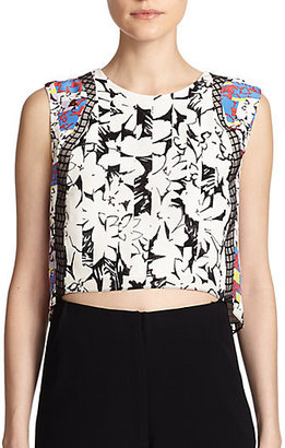 Elizabeth and James New Cameo Silk Cropped Top