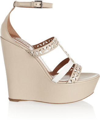 Alaia Laser-cut leather wedge sandals