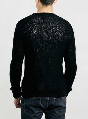 Topman Black Open Grunge Sweater