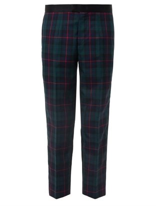 Undercover Tartan-front satin cropped trousers