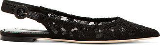 Dolce & Gabbana Black Lace Taormina Bellucci Slingback Flats