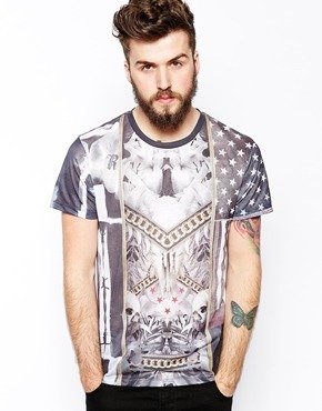 Religion T-Shirt with All Over Sublimation Print - Black