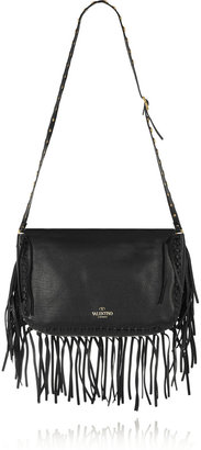 Valentino Gryphon fringed textured-leather shoulder bag