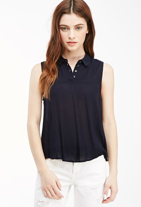 Forever 21 collared sleeveless crepe polo