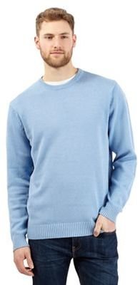 Maine New England Big and tall pale blue plain ribbed crew neck jumper