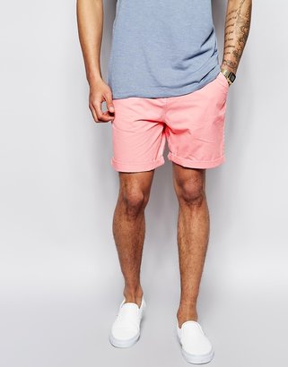 ASOS Chino Shorts In Mid Length - Pink