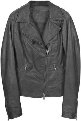 Forzieri Black Leather Motorcycle Jacket