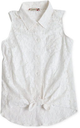 Speechless Girls' Lace Tie-Front Top