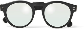 Illesteva Leonard Round-Frame Matte Acetate Mirrored Sunglasses