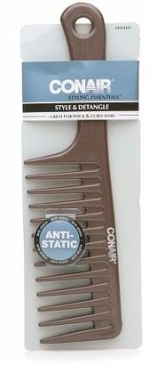 Conair Brush Styling Essentials Style & Detangle Comb, Great for Thick & Curly Hair Colors May Vary