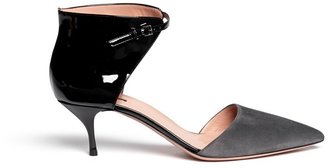 Giorgio Armani Suede patent leather d'Orsay pumps