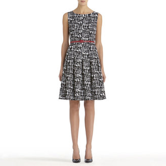 Jones New York Black and White Fit and Flare Dress
