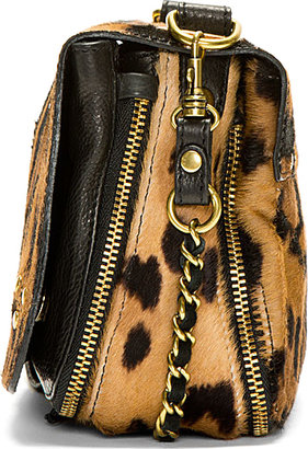 Jerome Dreyfuss Tan Calf-Hair Leopard Print Bobi Shoulder Bag