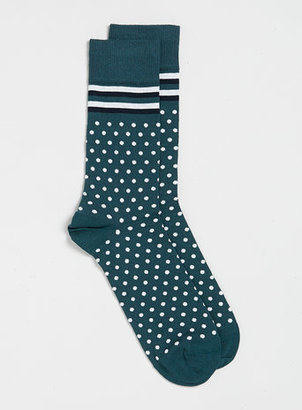 Topman Green Stripe Dot Socks
