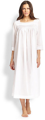 Sheer Cotton Lace-Trim Nightgown