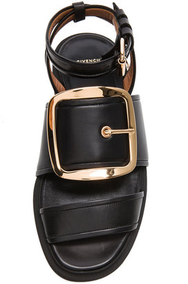 Givenchy Viktor Buckle Calfskin Leather Sandals in Black
