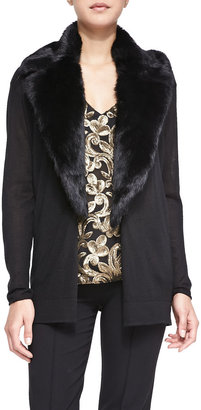 Nanette Lepore Backstage Cardigan with Fur Collar