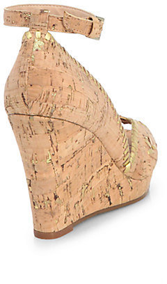 Jack Rogers Chrystie Cork & Metallic Leather Wedge Sandals