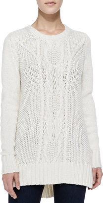 Autumn Cashmere Chunky/Cable Cashmere High-Low Sweater