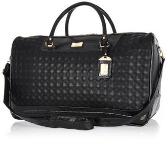 River Island Black square quilted weekend bag