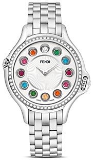 Fendi Crazy Carats Stainless Steel Rotating Gemstones Watch with Diamond Bezel Dial, 38mm