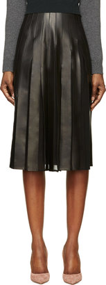 Burberry Black Leather & Chiffon Skirt