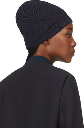 3.1 Phillip Lim Navy Double Layer Ribbed Beanie