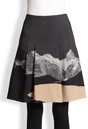 Akris Punto Swiss Alps-Print Wool Skirt