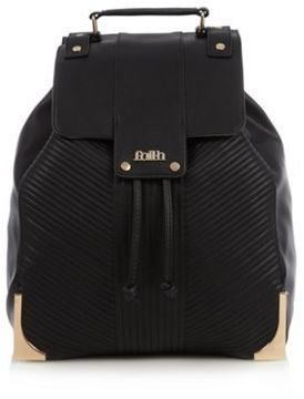 Faith Black ribbed quilted backpack