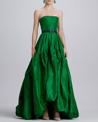 Oscar de la Renta Strapless Silk Ball Gown, Kelly Green
